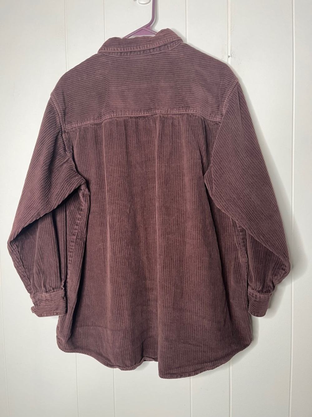VTG Wide Wale Corduroy Button-Up Shirt Jacket in Brown 100% Cotton Women's L - Picture 2 of 6